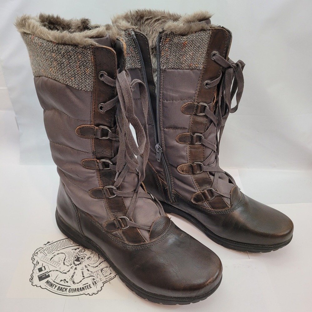 BareTraps Corie Winter Boots Womens 8M Brown Leather Faux Fur Stay Dry System